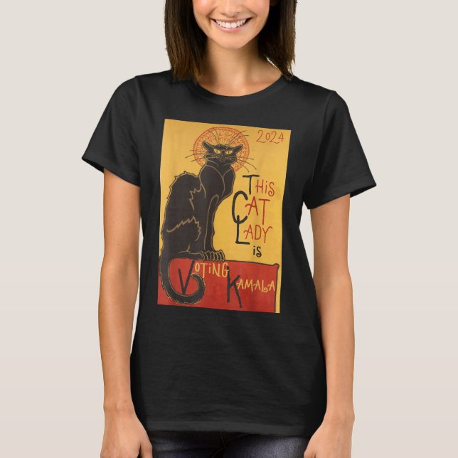 Cat Lady Kamala Le Chat Noir Funny Ballot T-Shirt (Vorderseite)