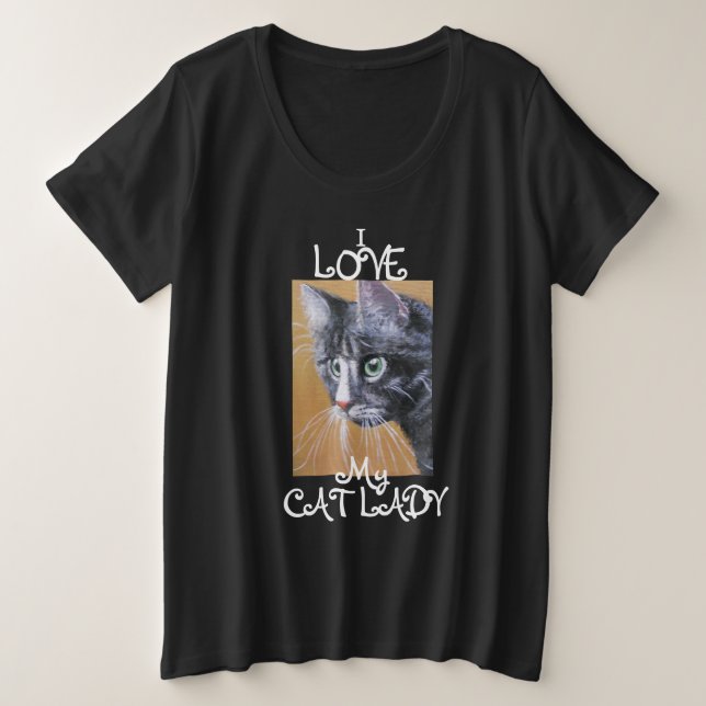 Cat Lady Liebe Women's Plus-Size Basic T - Shirt (Design vorne)