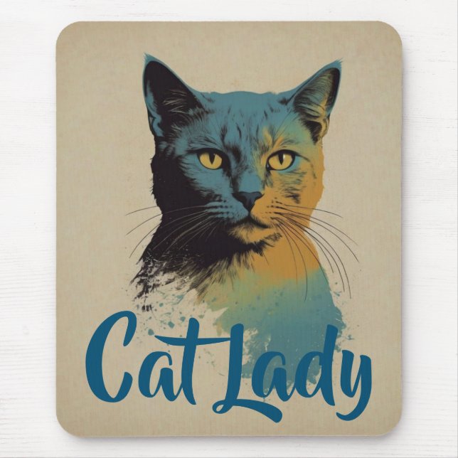 Cat Lady Mouse Pad Mousepad (Vorne)