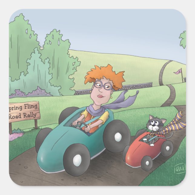 Cat Lady Road Kundgebung Square Aufkleber (Vorderseite)