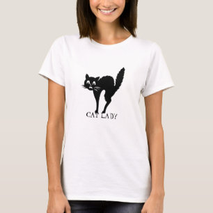 Cat Lady schwarz spooky Katzenkatz niedlich lustig T-Shirt