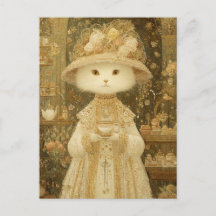 Cat Lady Snow – viktorianische Katze mit Teetasse