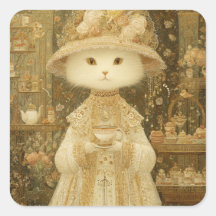 Cat Lady Snow – viktorianische Katze mit Teetasse