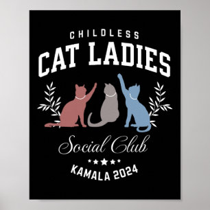 Cat Lady Social Club Kamala-harris Präsident 2024 Poster