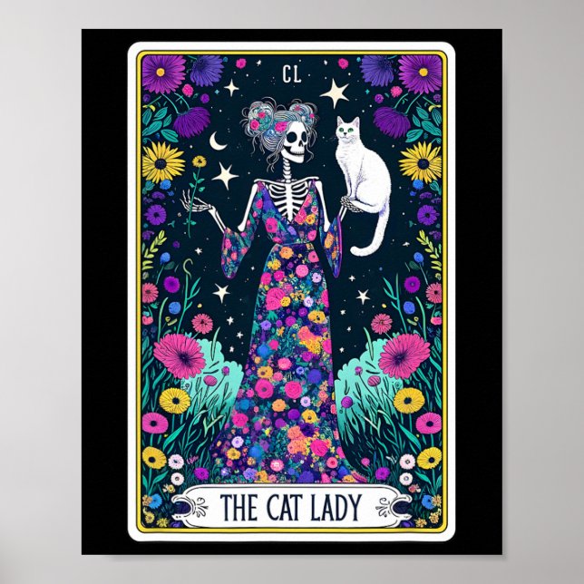Cat Lady Tarot Card Skeleton Mütter Day Cat L Poster (Vorne)
