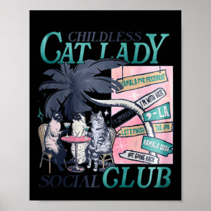 Cat Lady Voting for Kamala Harris 2024 1st Female Poster