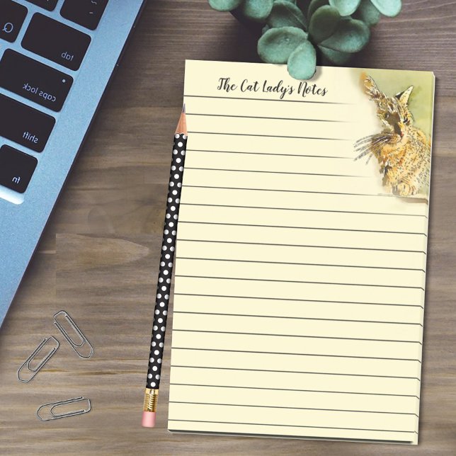 Cat Lady Watercolor Kitty Whiskers Personalisiert Post-it Klebezettel (Von Creator hochgeladen)