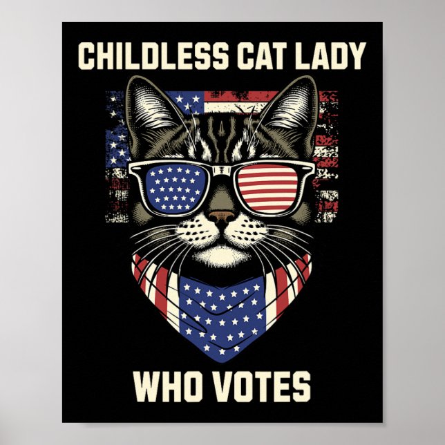 Cat Lady Who Votes for Kamala Harris 2024 Election Poster (Vorne)
