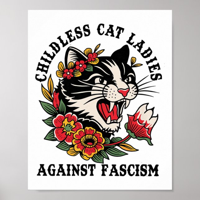 Cat Ladys Against Faschism Feminist Poster (Vorne)