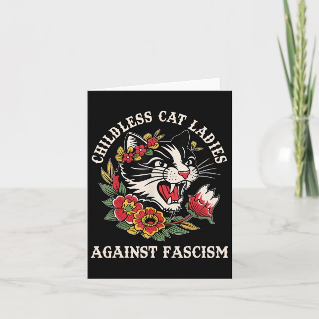 Cat Ladys Against Faschism Funny Cat Feminist Femi Karte (Vorderseite)