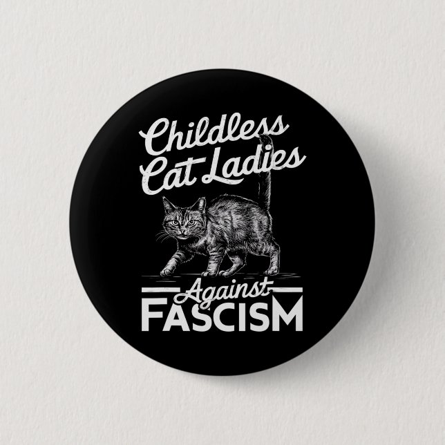 Cat Ladys Against Faschism Proud Feminist Button (Vorderseite)