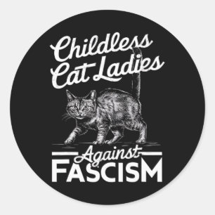 Cat Ladys Against Faschism Proud Feminist Runder Aufkleber