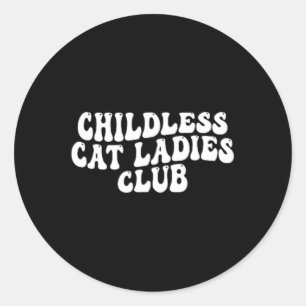 Cat Ladys Club Groovy Kinderlose Katze Lady 2024 Runder Aufkleber