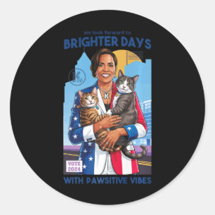 Cat Ladys for Harris 2024 Men Women Kids Kamala H Runder Aufkleber