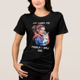 Cat Ladys for Harris and Walz Political Humor Tri-Blend Shirt