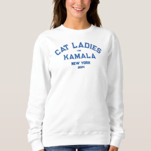 Cat Ladys for Kamala 2024 Custom Staat White Sweatshirt