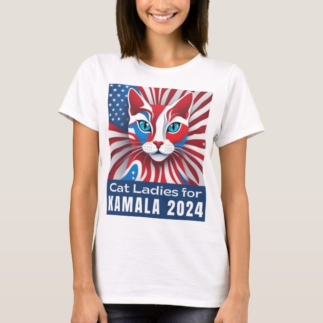 Cat Ladys for Kamala 2024 Demokrat T-Shirt (Vorderseite)