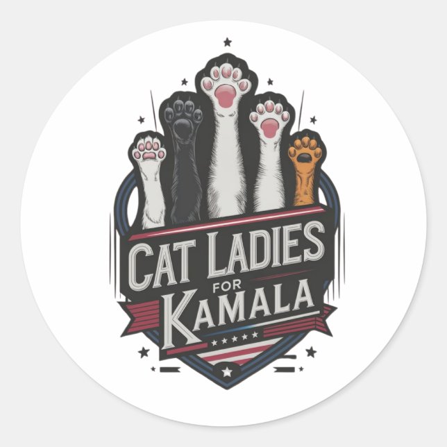 Cat Ladys for Kamala (7) Runder Aufkleber (Vorderseite)