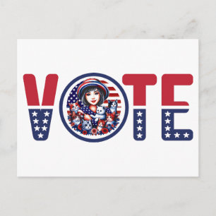 Cat Ladys for Kamala Abstimmung Postkarte