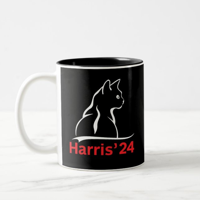 Cat Ladys for Kamala Cat 2024 Präsident Kamala Zweifarbige Tasse (Links)