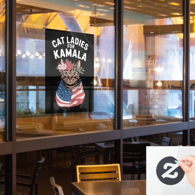 Cat Ladys for Kamala Cat Lady Harris Election Fensteraufkleber (Restaurantfenster)