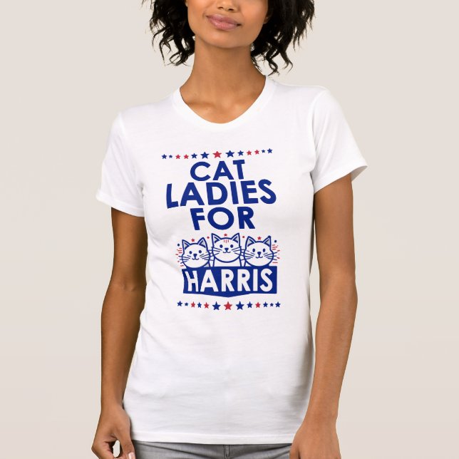 Cat Ladys for Kamala Fun Fierce Politisches Design T-Shirt (Vorderseite)