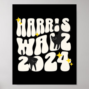 Cat Ladys For Kamala Funny Cat 2024 Präsident Kam Poster