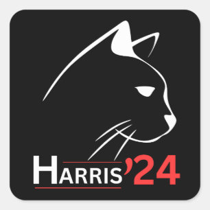 Cat Ladys for Kamala Funny Cat 2024 Präsident Quadratischer Aufkleber