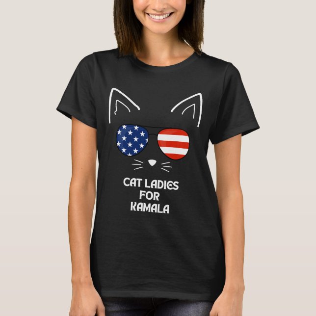 Cat Ladys for Kamala Funny Cat 2024 T-Shirt (Vorderseite)