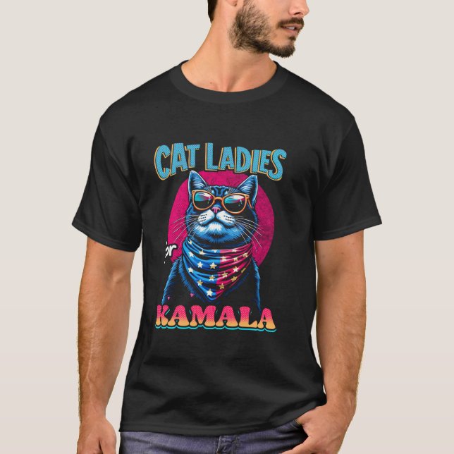 Cat Ladys for Kamala Harris 2024 Niedlich Patrioti T-Shirt (Vorderseite)