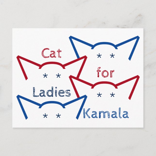 Cat Ladys for Kamala Harris Ears ASCII Art Postkarte (Vorderseite)