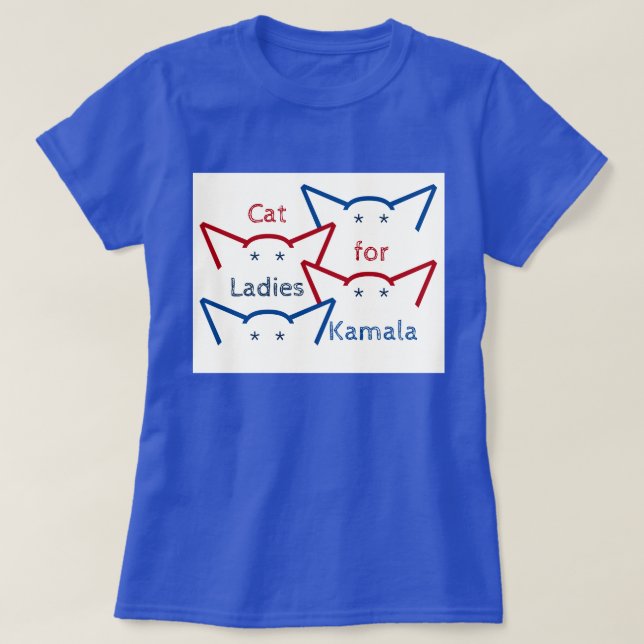Cat Ladys for Kamala Harris Ears ASCII Art T-Shirt (Design vorne)