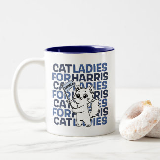 Cat Ladys For Kamala Harris for President 2024 Zweifarbige Tasse
