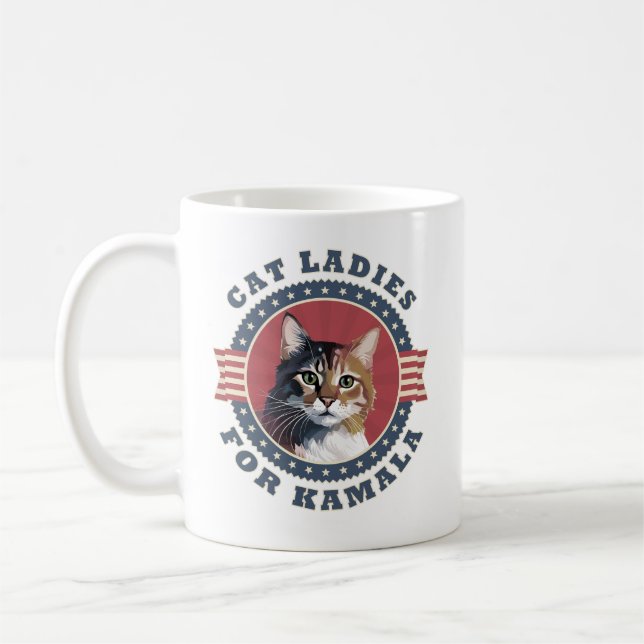 Cat Ladys for Kamala Harris President 2024 Kaffeetasse (Links)