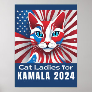 Cat Ladys for Kamala Harris President 2024 Poster