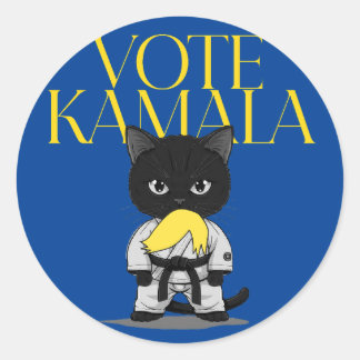 Cat Ladys for Kamala Harris Sticker, Anti-Trump Runder Aufkleber