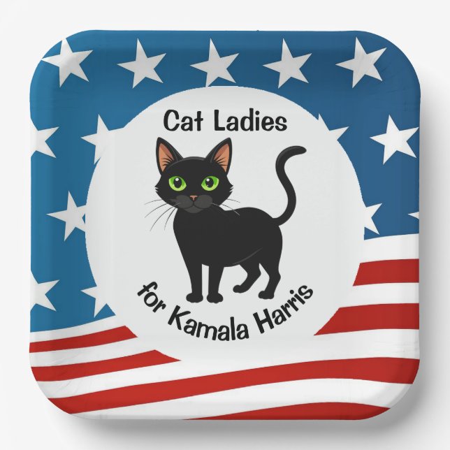 Cat Ladys für Kamala Harris Design Pappteller (Vorderseite)
