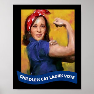 Cat Ladys Vote Kamala 2024 Rosie The Riveter Poster