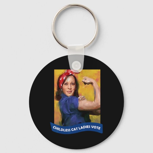 Cat Ladys Vote Kamala 2024 Rosie The Riveter Schlüsselanhänger (Vorderseite)