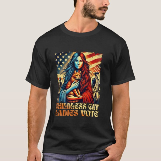 Cat Ladys Vote Kamala für 2024 Präsident Kamala H T-Shirt (Vorderseite)