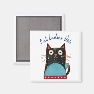 Cat Ladys Vote Script Feminist Rustikal Funny Nied Magnet