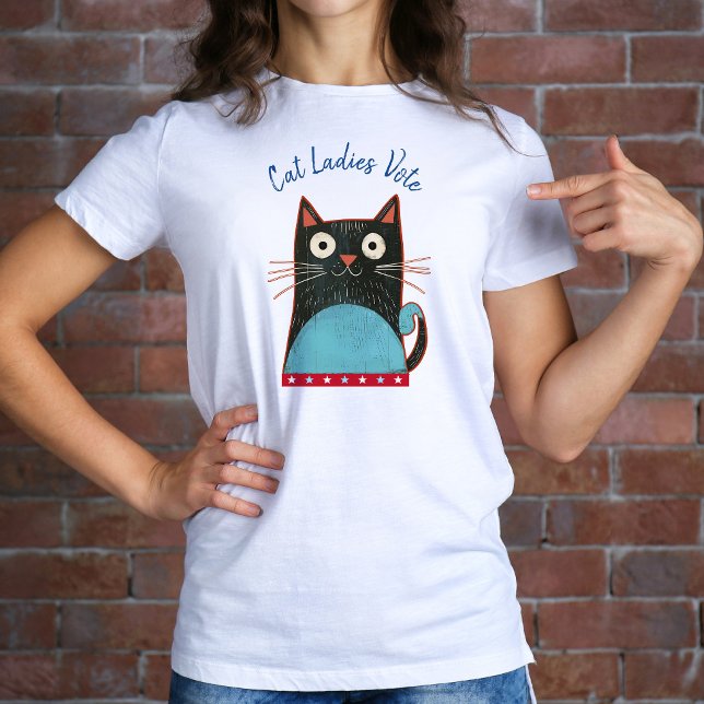 Cat Ladys Vote Script Rustic Bold Niedlich Feminis T-Shirt (Von Creator hochgeladen)