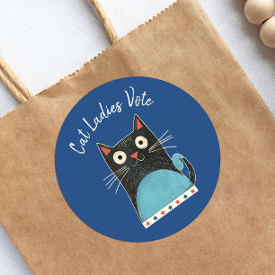 Cat Ladys Vote Script Rustikaler Feminist Niedlich Runder Aufkleber