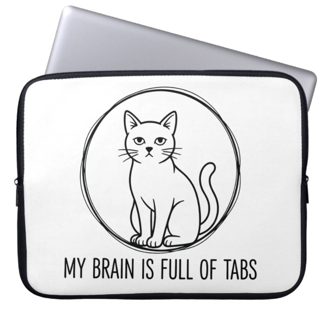 Cat Laptop Sleeve - Brain Full Of Tabs (Vorderseite)