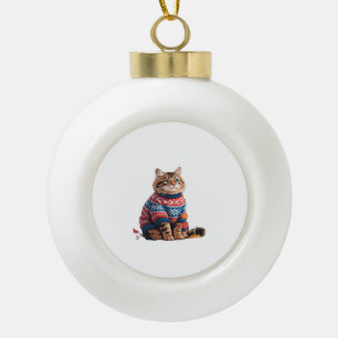 Cat Leaf Fall Hallo Herbst Funny Cat Kitten Lover Keramik Kugel-Ornament