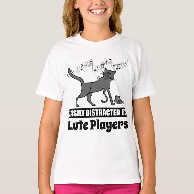 Cat leicht von Lute Players abgelenkt T-Shirt (Vorderseite)