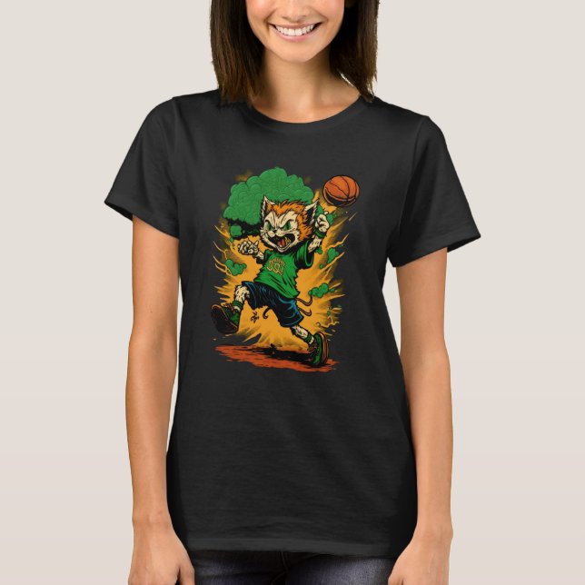 Cat Leprechaun Basketball St Patricks Day Sports   T-Shirt (Vorderseite)