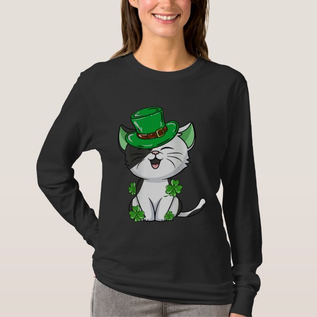 Cat Leprechaun  Cat  Shamrock St Patrick s Day T-Shirt (Vorderseite)