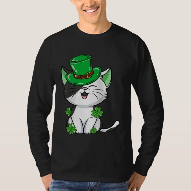 Cat Leprechaun  Cat  Shamrock St Patrick s Day T-Shirt (Vorderseite)