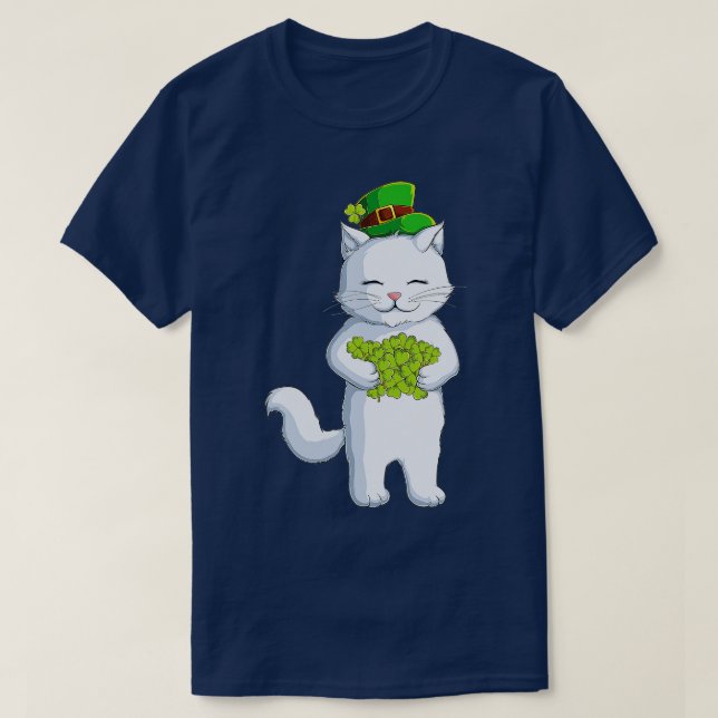 Cat Leprechaun Happy St Patricks Day Irish Shamroc T-Shirt (Design vorne)